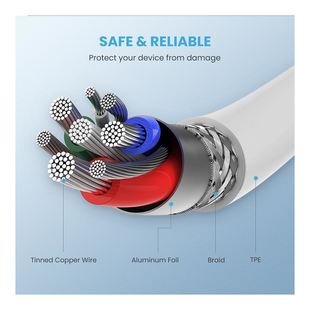 Kabllo USB UGREEN Lightning → Type‑C / 1 m – Bardhë thumbnail 2