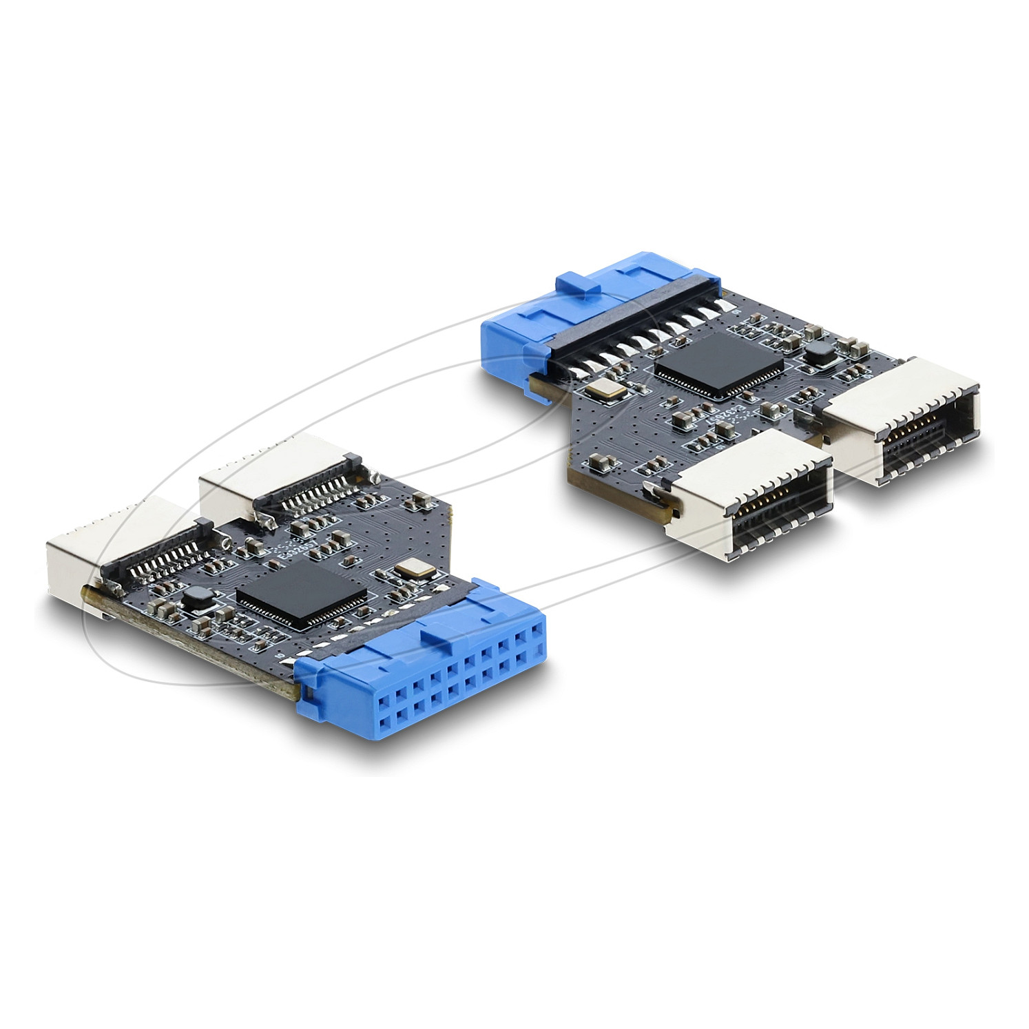 Hub DeLOCK 67341 , USB 5Gbps , 20-pin Header Femër në 2x 20-pin Header Mashkull , GL3510 , 5V , 0.9A 8