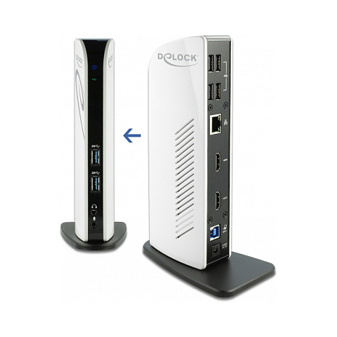 Docking Station DeLOCK / 2xHDMI / 2xUSB-A / 1xUSB-B / LAN / Audio - Bardhë thumbnail 3