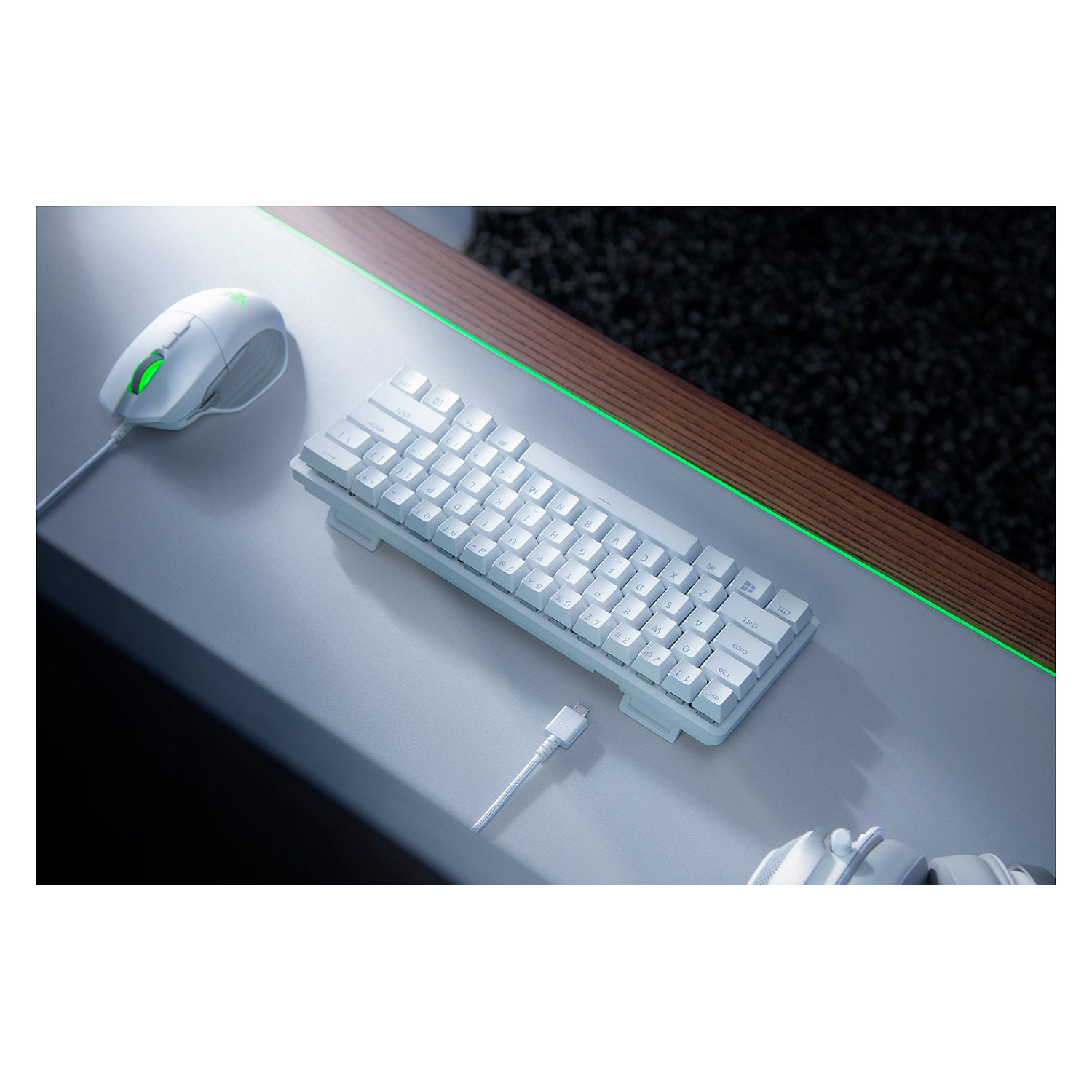 Tastierë Gaming Razer Huntsman Mini, Wired, 60%, Optical Switch, RGB Chroma, USB-C, PBT Doubleshot - Bardhë 6