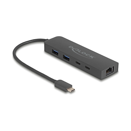 Hub USB DeLOCK 64110 / USB 10 Gbit/s / 2x USB-A + 2x USB-C / LAN 2.5 Gbit/s / Power Delivery 85W - Hiri