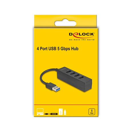 Hub DeLOCK 64350 , 4x USB-A , USB 5Gbps , USB-A Mashkull , GL3510 , 10.3cm - Zezë 2