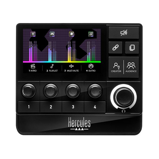 Kontrollues audio për transmetim Hercules Stream 200 XLR, kartë zanore e integruar, hyrje mikrofoni XLR, ekran LCD 4.3", USB-C - Zezë 2