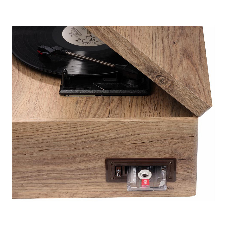 Gramafon Denver MRD-180, 3 Shpejtësi, CD, Kasetë, DAB+, FM, Bluetooth, USB - Zezë, Dru 7