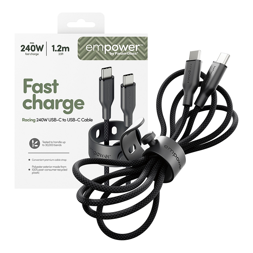 Kabllo empower by PanzerGlass Racing, EM64861, USB-C në USB-C, USB 2.0, 240W, 1.2 m - Zezë 5