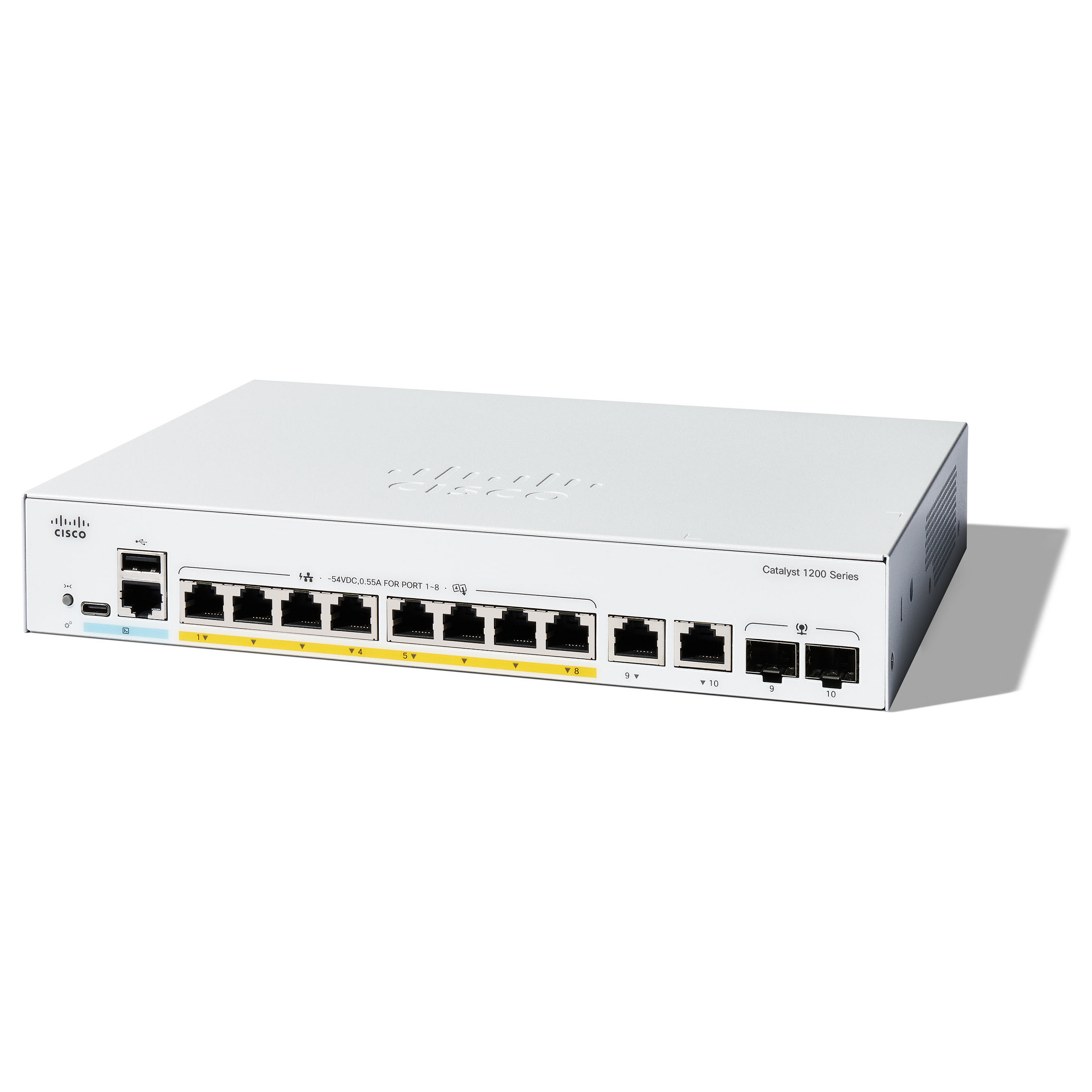 Cisco Catalyst C1200-8P-E-2G 8-Port Gigabit PoE+ Managed Switch me 2x SFP Uplink 67W SMB Network Switch