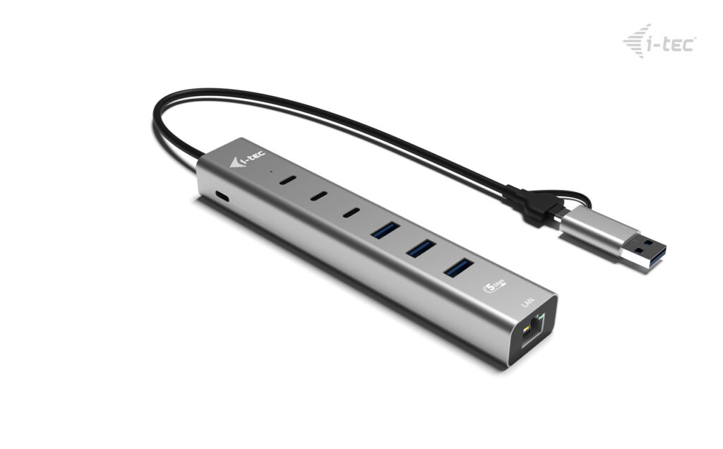 Hub USB-C/USB-A i-tec CAHUBMETAL6LANPD, 3× USB-C, 3× USB-A, Gigabit Ethernet, 85W PD - Argjend 2