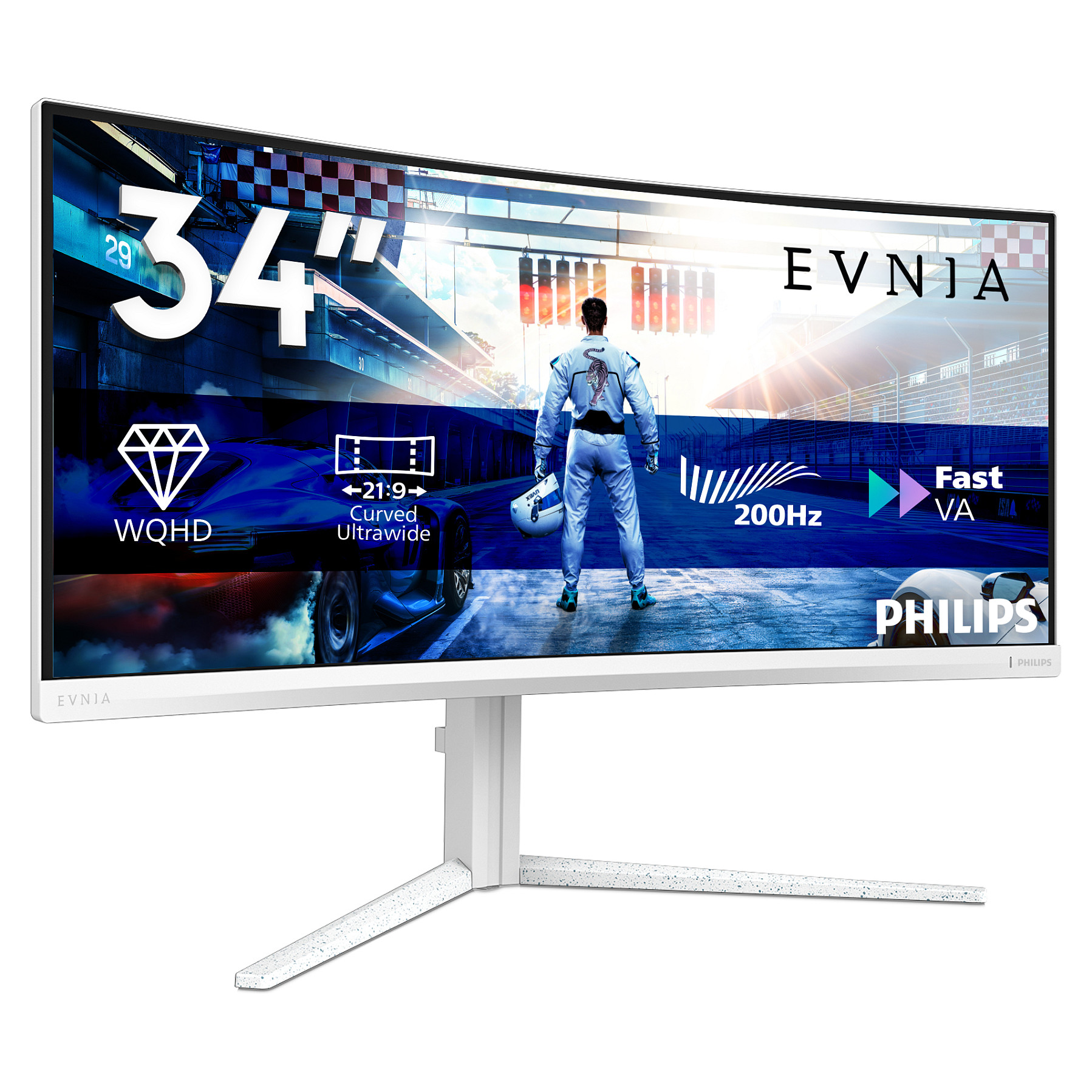 Monitor Gaming Philips 34M2C5601QA/00, 34", UWQHD Fast VA Curved, 200Hz, 1ms, 2xHDMI+DP+USB-C+USB - Bardhë 4