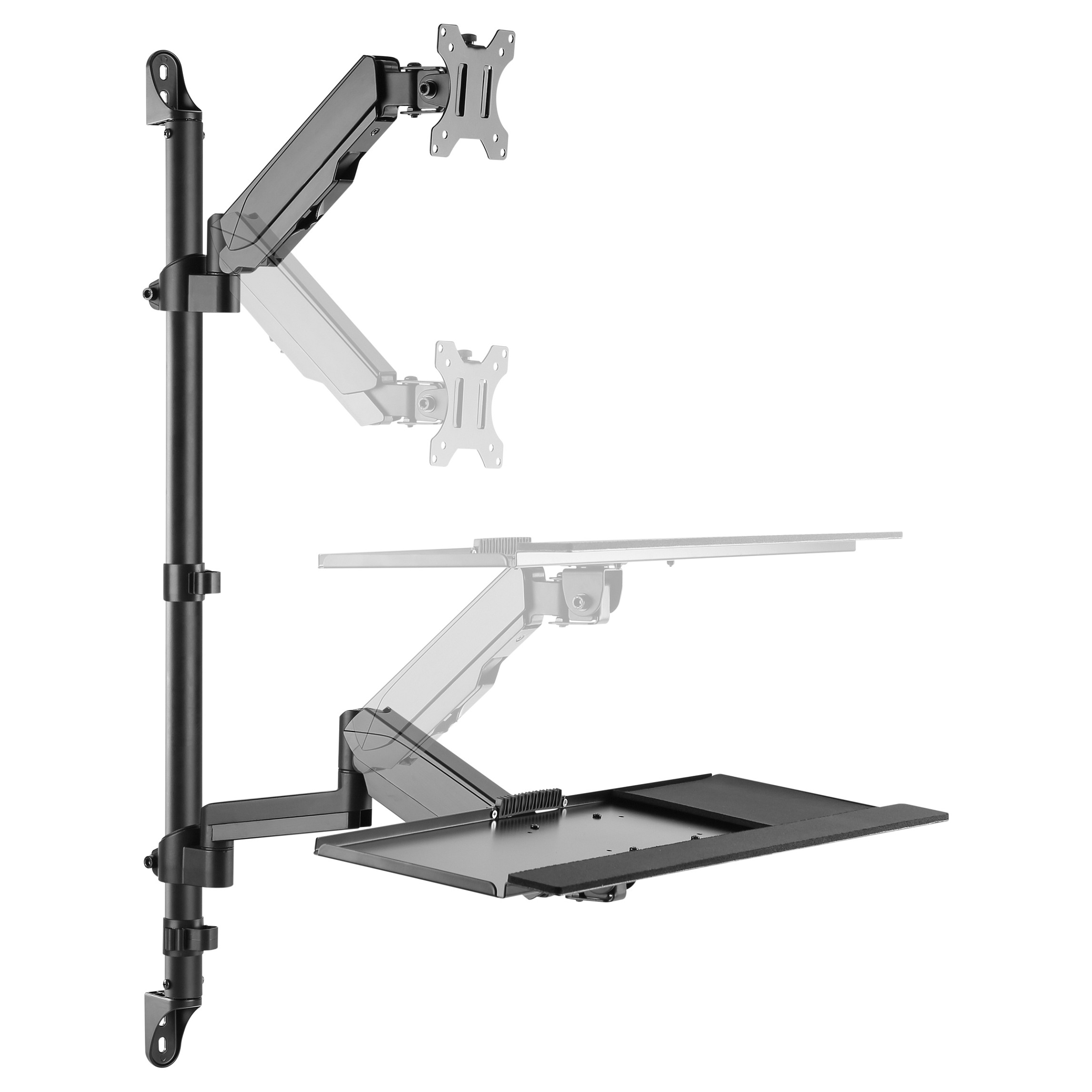 Mbajtëse për Monitor Equip 650170 / 1 Monitor / 17–32" / deri 8kg / VESA 75x75 & 100x100 / Gas Spring / Montim në Mur - Zezë 4