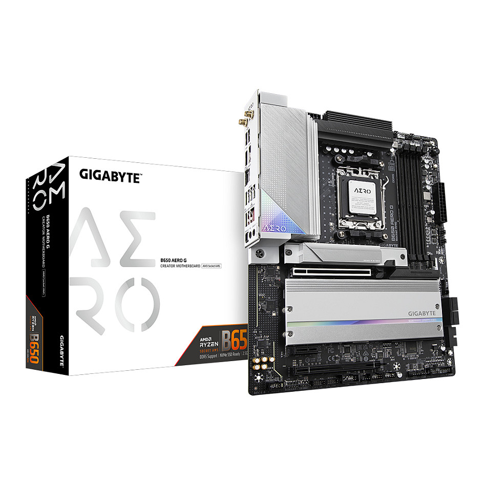 Pllakë Amë Gigabyte B650 AERO G / AMD AM5 / B650 / DDR5 / ATX / Wi-Fi 6E / 2.5GbE LAN / PCIe 5.0