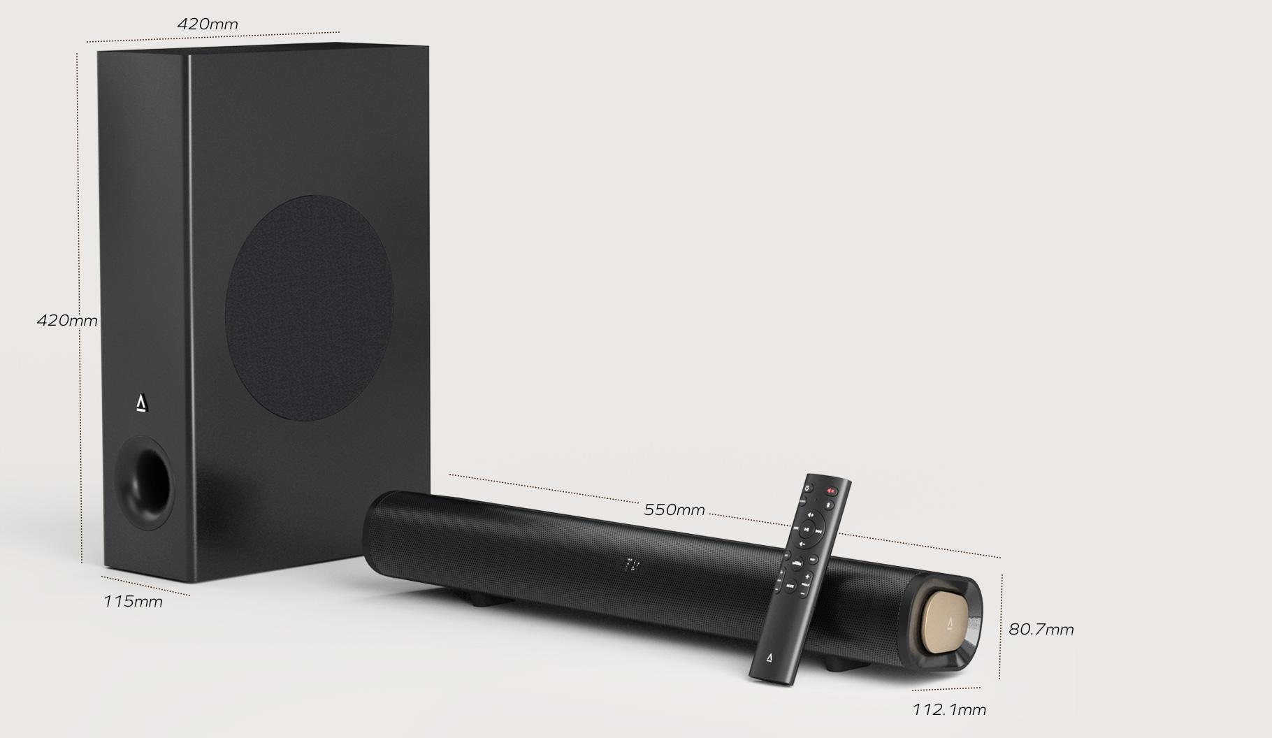 Altoparlantë Creative Stage Pro / 51MF8495AA000 / Soundbar 2.1 / Dolby Audio / 80W RMS / Bluetooth / HDMI ARC / USB-C – Zezë 3