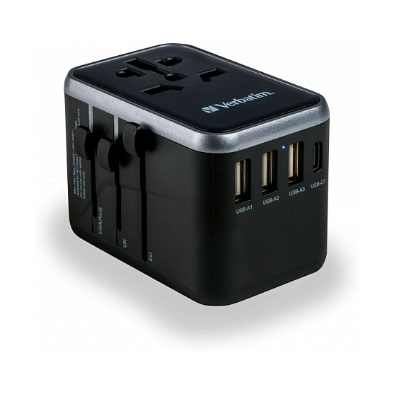 Adapter Universal për Udhëtime Verbatim Charge 'n' Travel 100W GaN III, USB-C, 2 x USB-C, 2 x USB-A, Kabllo USB-C e Integruar - Zezë 5