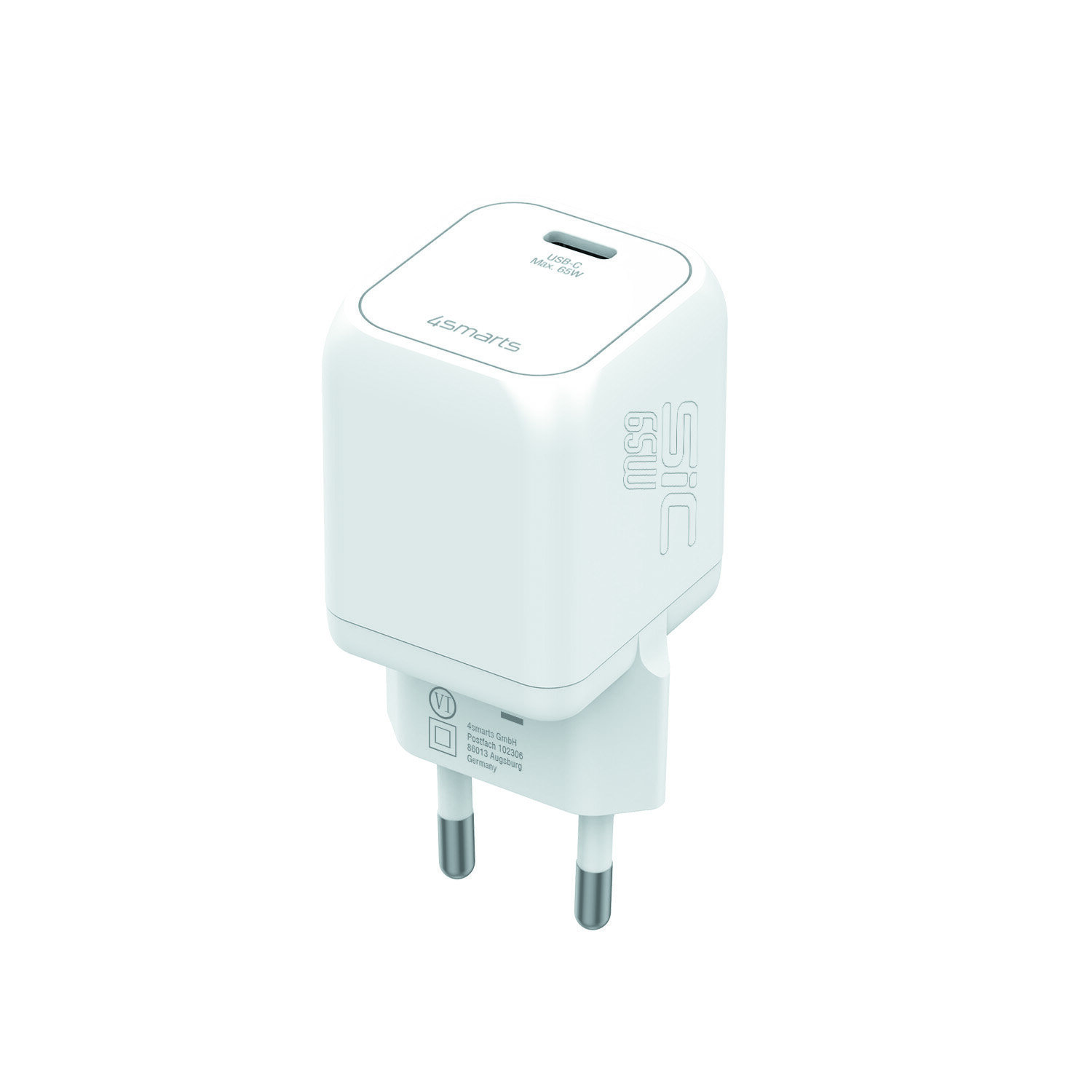 Karikues 4smarts PDPlug SiC 551065, 65W, USB-C, Power Delivery 3.2, Quick Charge 3.0 – Bardhë