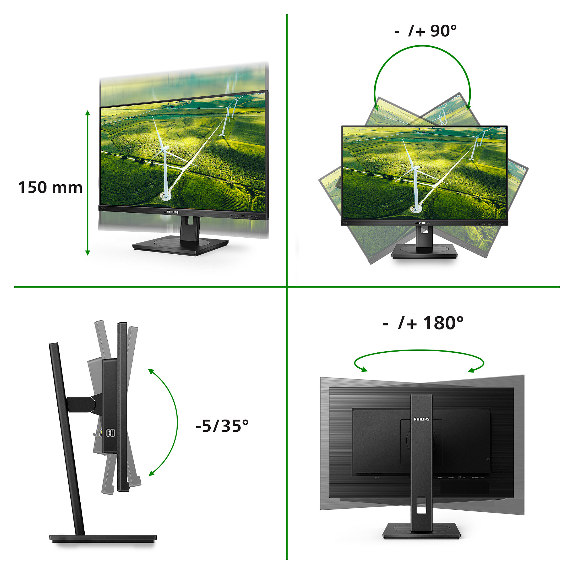 Monitor Philips 272B1G / 27" / Full HD IPS / LED / 75 Hz / 4 ms / HDMI+USB+VGA+DVI+DP - Zezë thumbnail 3
