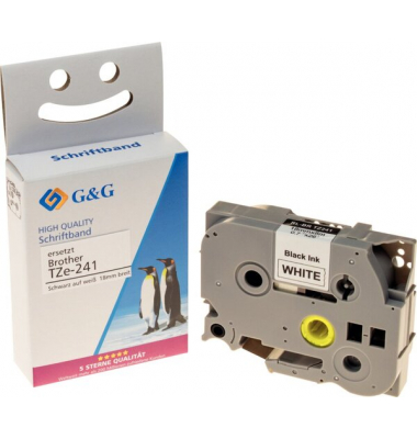 Shirit për Printer G&G 14954 / Kompatibil me Brother TZe-241 / I Laminuar / 18 mm × 8 m -Bardhë