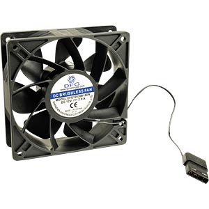 Ftohës për Kasë Inter-Tech DFG12038B12DN / 120mm / 38mm / 5500 RPM / 332.50 m³/h / 31.10 mmH₂O / 4-Pin Molex – Zezë