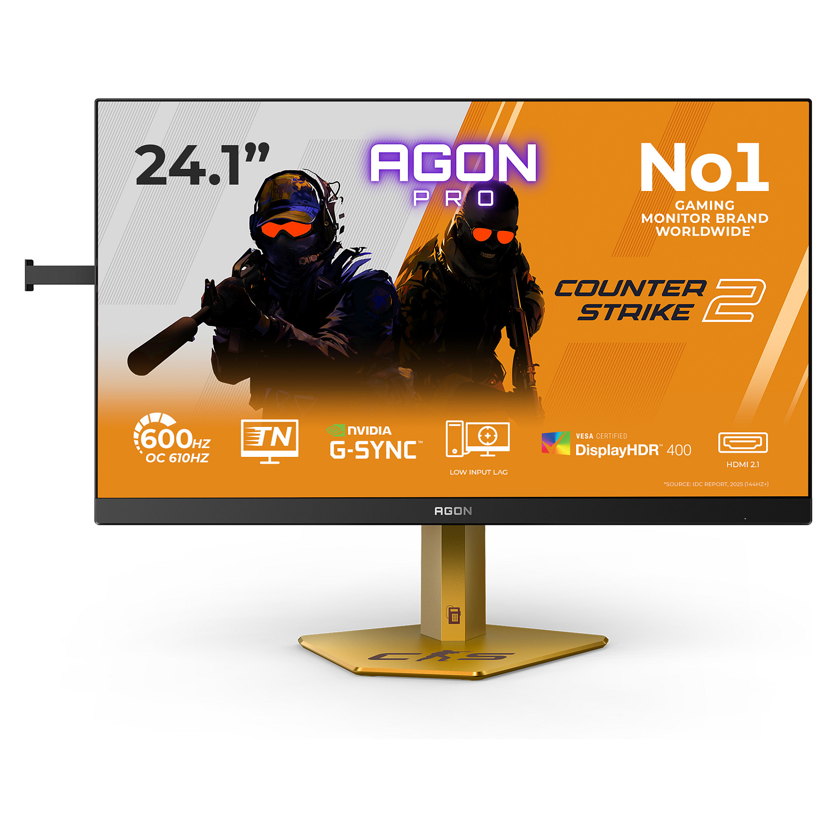 AOC AGON PRO CS24A Counter-Strike 2 Edition, 610Hz Gaming-Monitor (61.2 cm (24.1"), Black/Gold, FullHD, Fast-TN, HDMI, DP, USB-Hub)