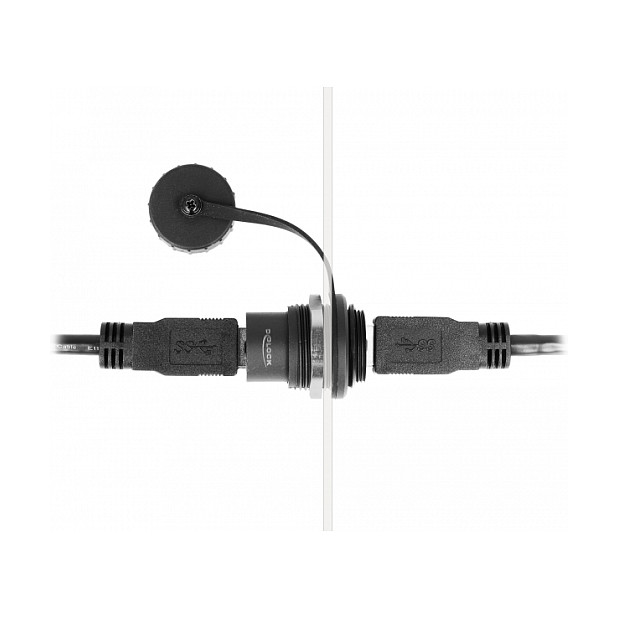 Adapter USB DeLOCK 86961, USB-A femër në USB-A femër, USB 5 Gbps, IP67, me kapak mbrojtës - Zezë 2