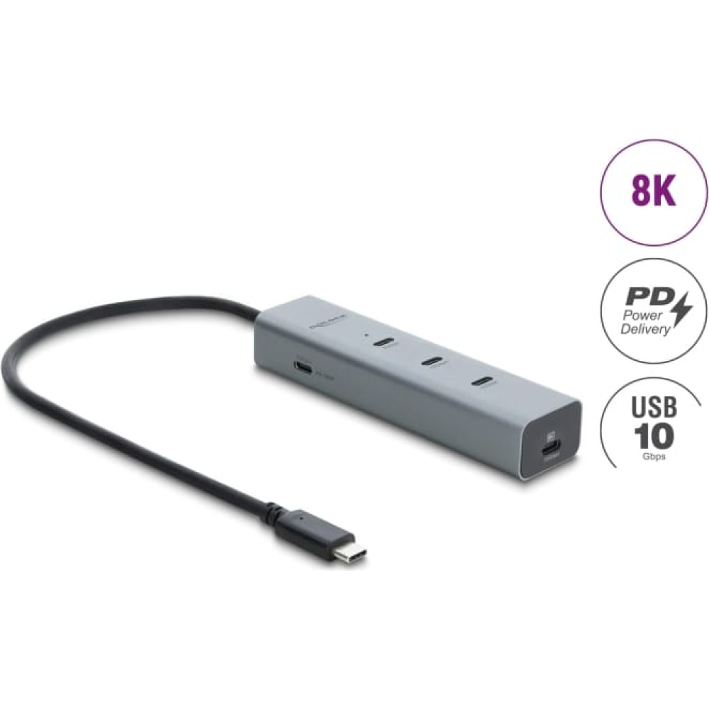 Hub USB-C DeLOCK, 2x USB-A, 2x USB-C, 5Gbps, PD 100W - Hiri 3