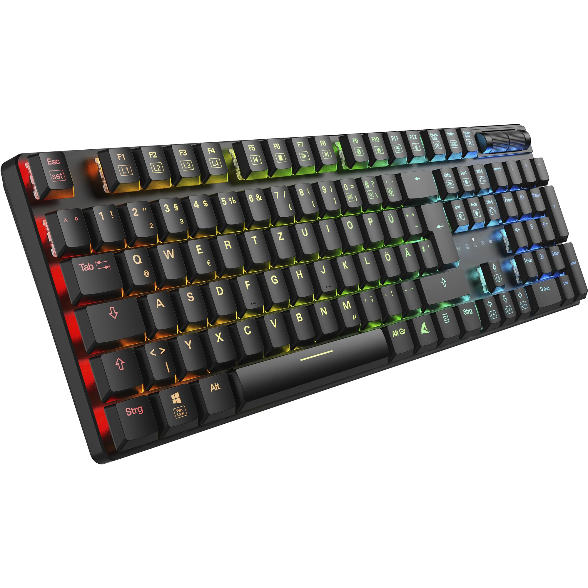 Tastierë Gaming Sharkoon PureWriter W100 / Wired / 105 Keys / Huano Linear Silent / USB-C + 2.4 GHz Wireless / RGB - Zezë 4
