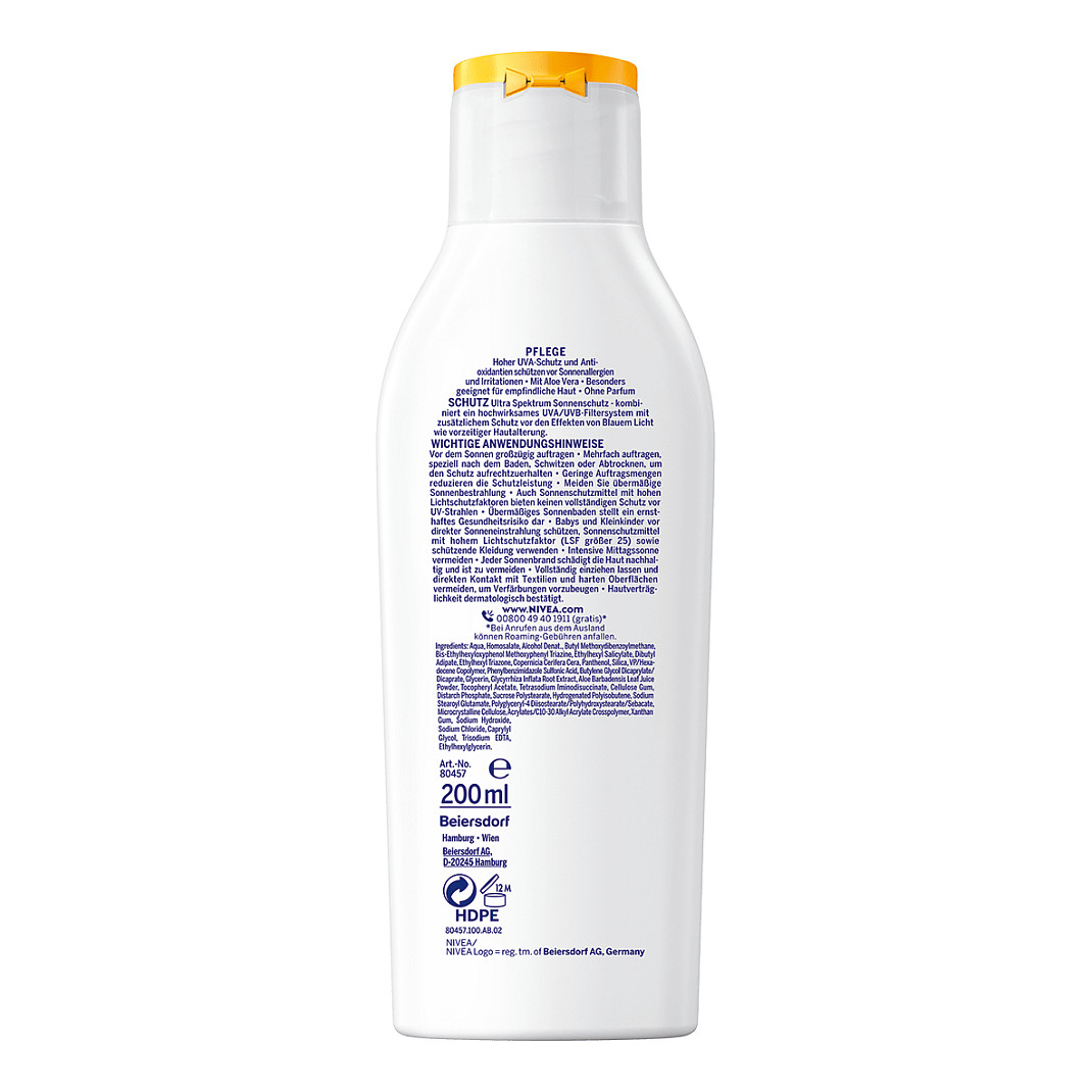 Krem Dielli NIVEA SUN Sensitiv Sofort Schutz / SPF 50+ / Për Lëkurë të Ndjeshme / Rezistent ndaj Ujit / 200 ml 2