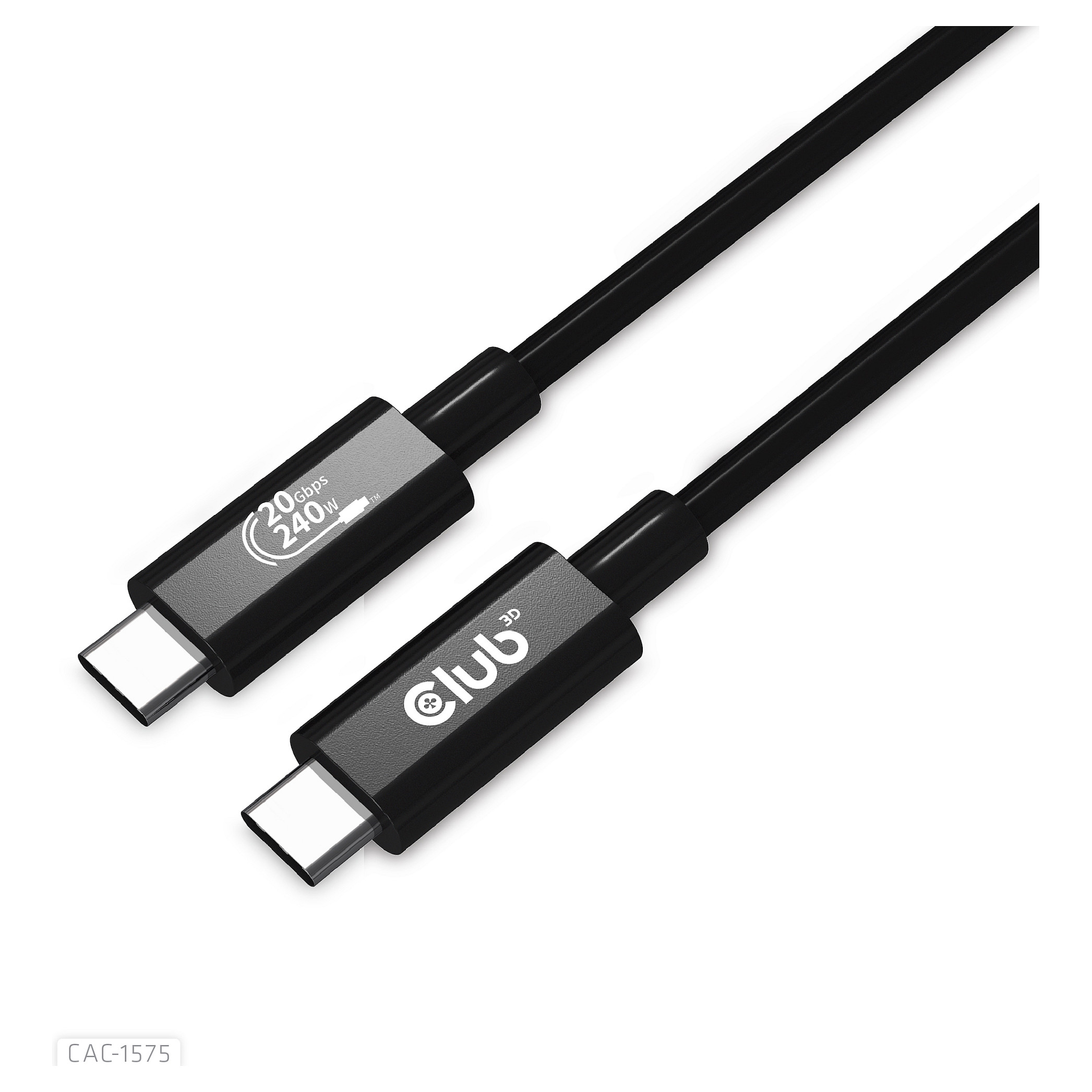 Kabllo USB Club 3D CAC-1575, USB4, USB-C në USB-C, 20 Gbps, 240 W, 2 m - Zezë 2