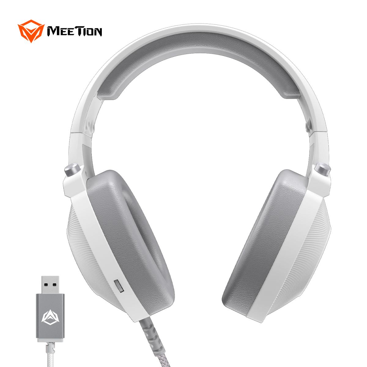 Kufje Gaming Meetion HP012 Virtual 7.1 Surround / RGB / USB / e bardhë 3