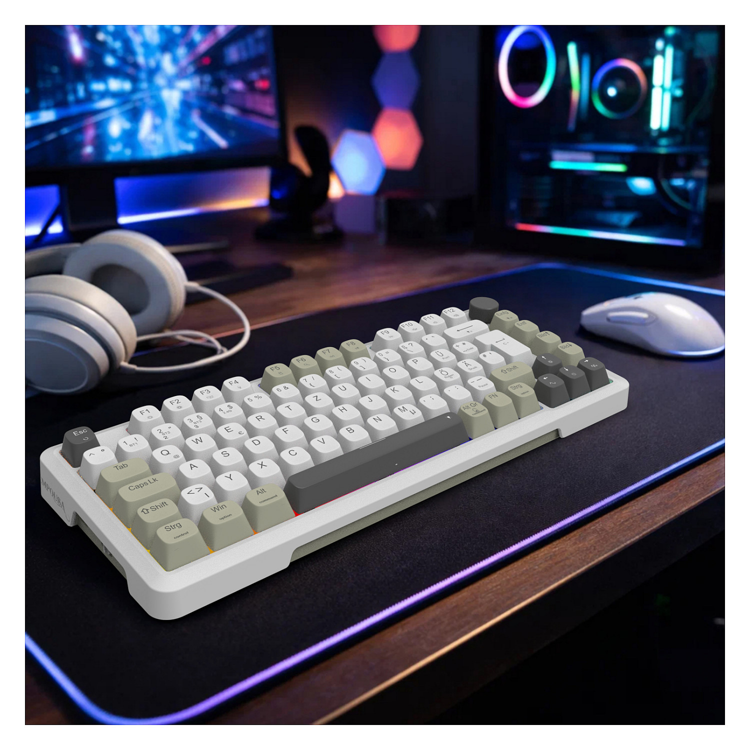 Tastierë Gaming Inca IKG-455 / Wired & Wireless / QWERTY / Mekanike / RGB LED / USB + RF Wireless + Bluetooth - Bardhë 4