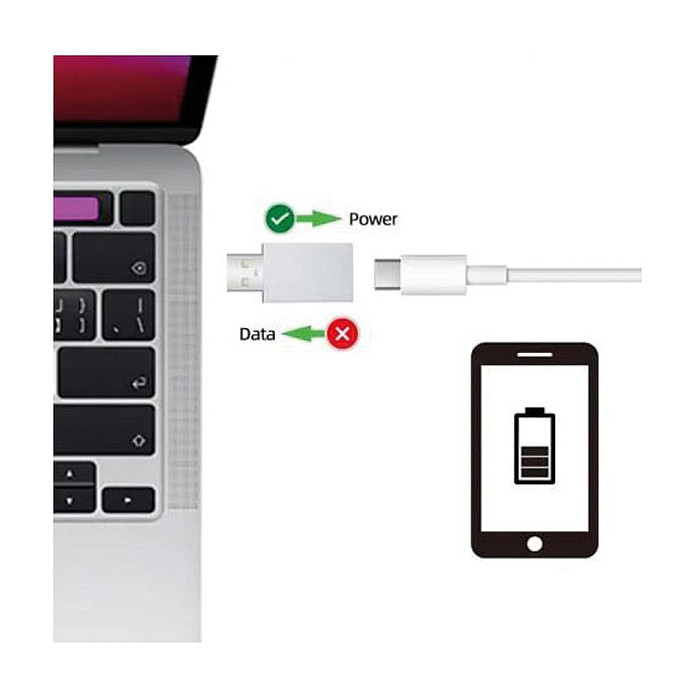 Adapter USB VALUE 11.99.8339, USB-A Mashkull në USB-C Femër, Data Blocker - Bardhë 2