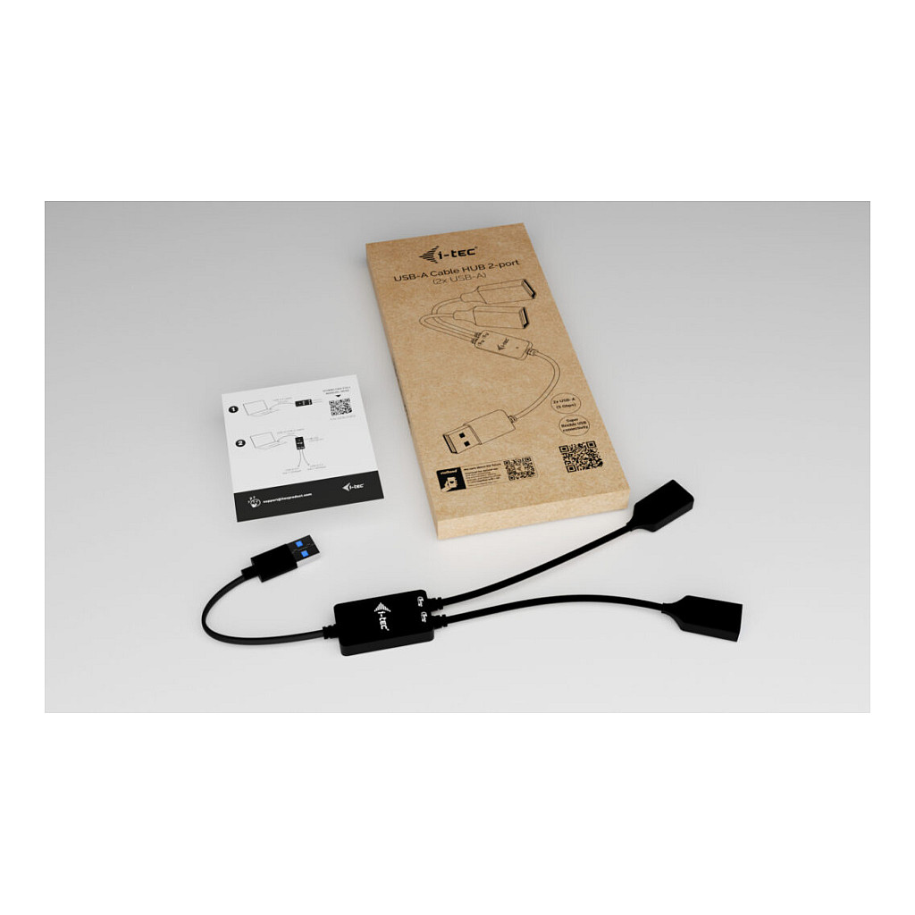 Hub USB i-tec U3CBLHUB2A, USB-A, 2x USB-A, USB 3.2 Gen 1, 5Gbps, Kabllo 10cm - Zezë 2