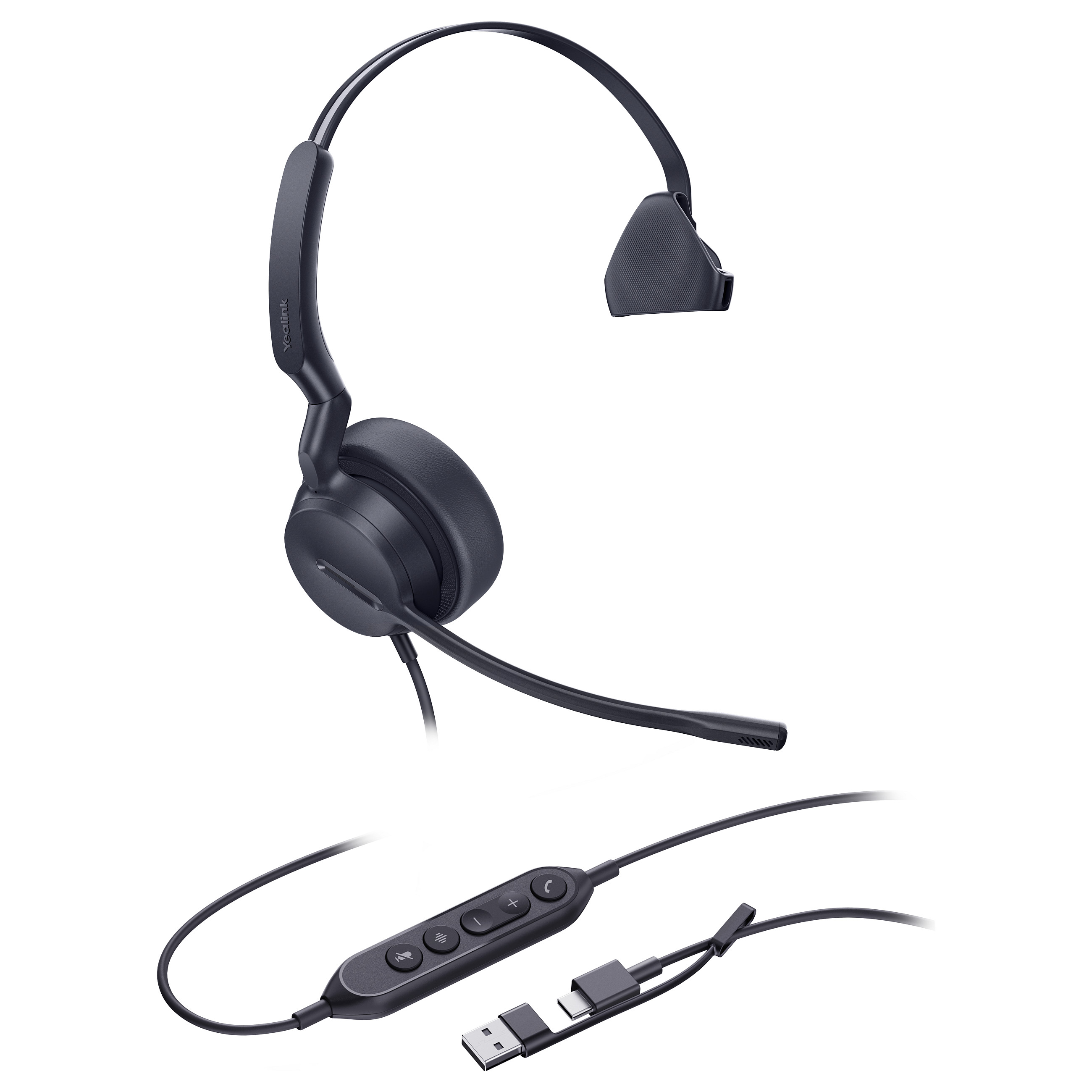 Kufje me kabllo Yealink UH44 Mono USB-C/A / USB-C + USB-A / Mono / 2.15 m - Zezë 2