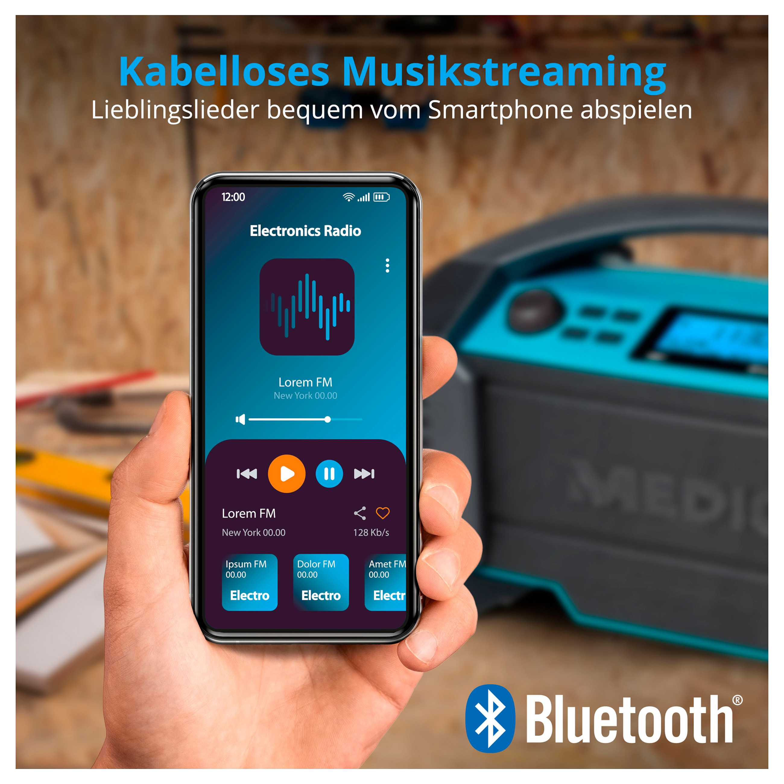 Radio për Punë MEDION LIFE E66050, AM, DAB+, FM, 15 W, Bateri me Autonomi deri në 15 orë - Zezë, Blu 8