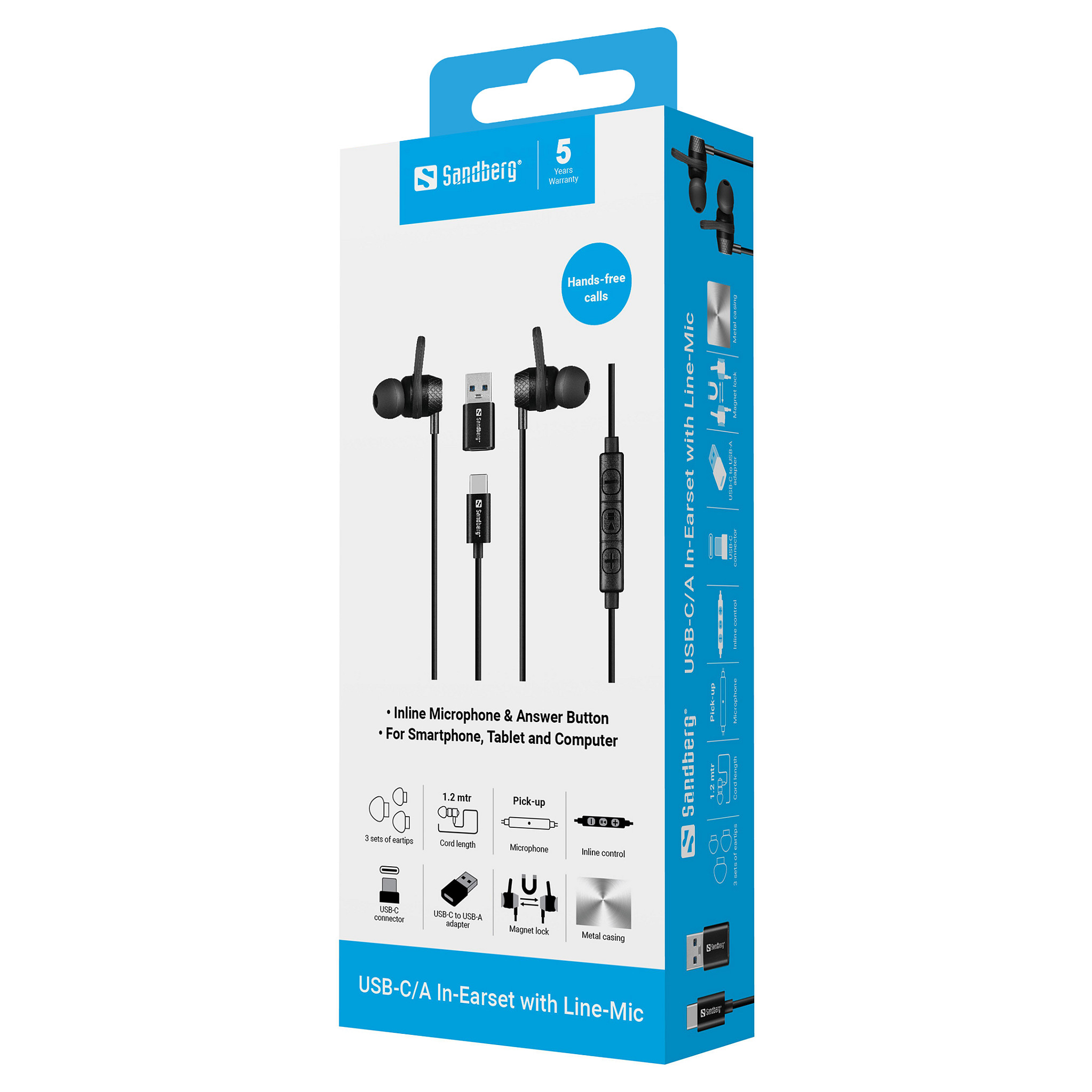Kufje me kabllo Sandberg 126-50 / In-Ear / USB-C / USB-A / 10mm / 20-20000Hz / Mikrofon / 1.2m - Zezë 6