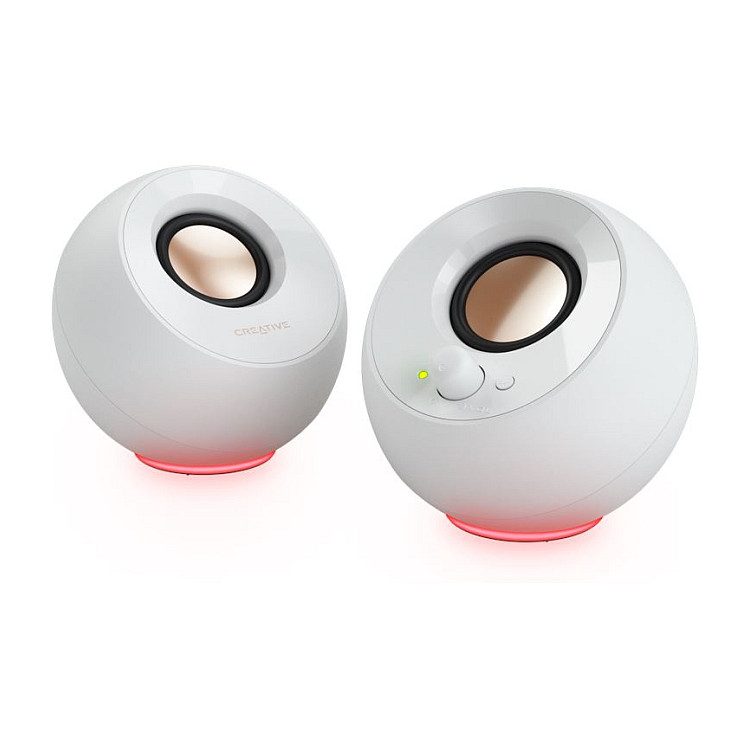 Altoparlantë Creative Labs Pebble SE, 2.0, 4.4W RMS, 8.8W Peak, USB-C, AUX, RGB - Bardhë