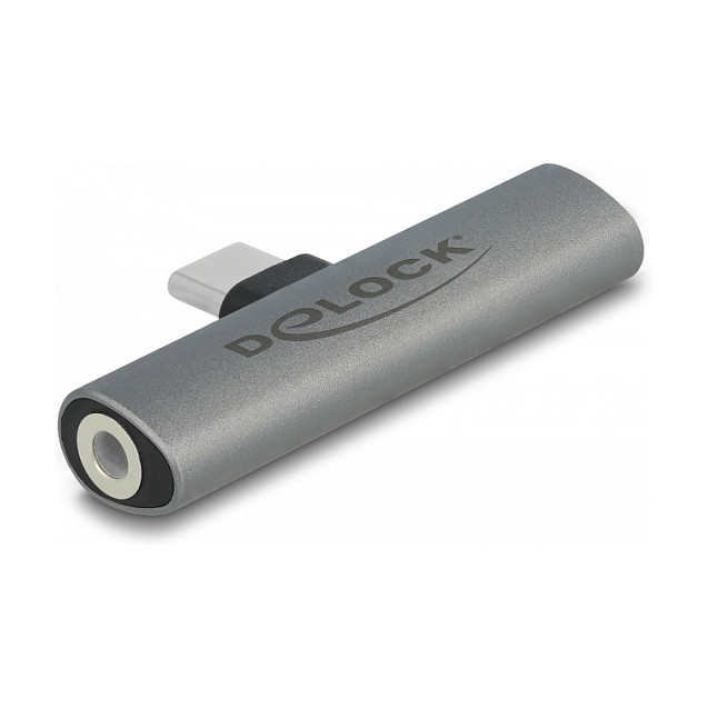 Adapter Audio USB DeLOCK 64186 / USB Type-C Mashkull në Jack 3.5 mm Femër + USB Type-C Femër / PD 3.0 / 60 W - Gri 2