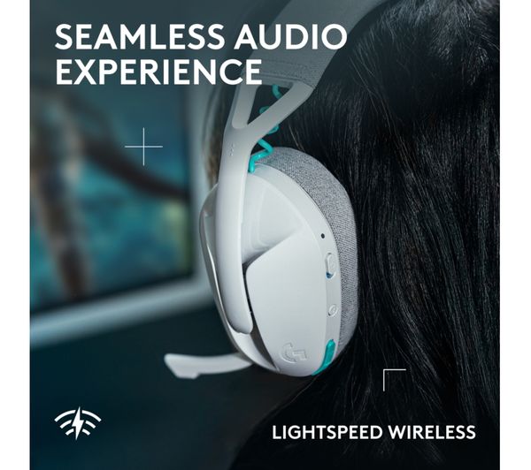 Kufje Gaming Logitech G321, LIGHTSPEED 2.4 GHz, Bluetooth 5.2, 40 mm, Flip-to-Mute – Bardhë/Gri 2