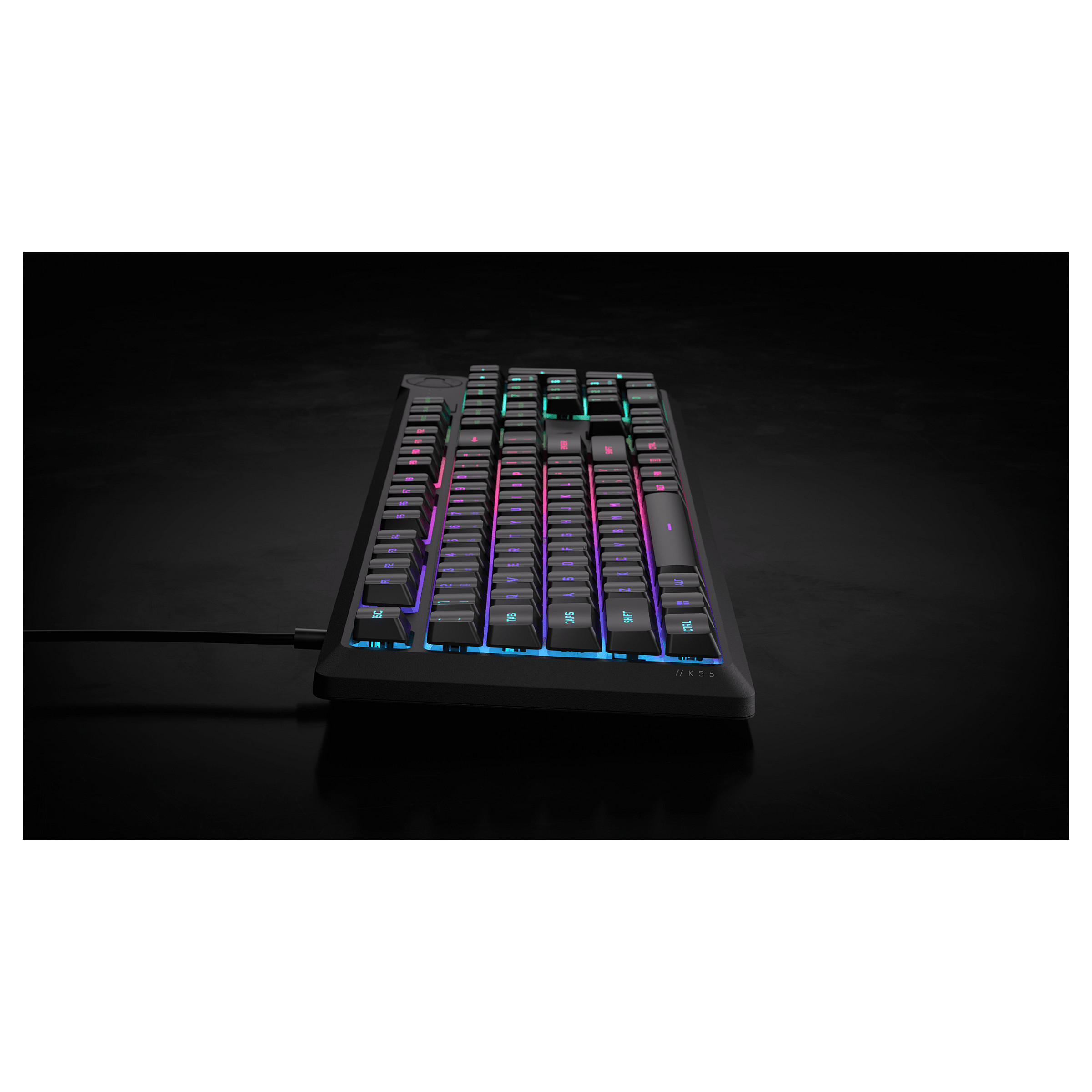 Tastierë Gaming Corsair K55 Core RGB / QWERTZ (DE) / Membrane / 110 Taste / 10-Zone RGB / 1000 Hz / 12-Key Rollover / 6 Makro / USB-A – Zezë 10