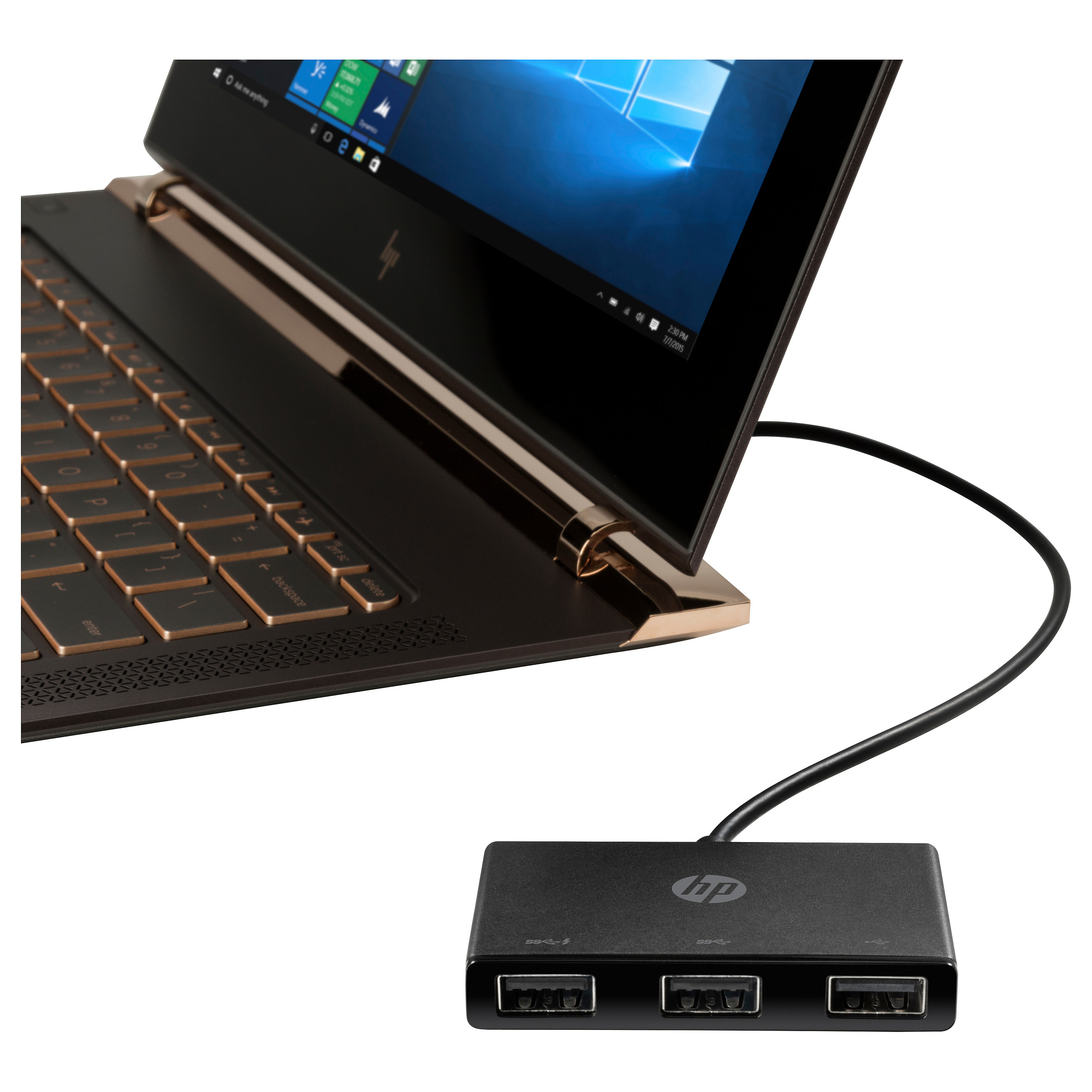 Hub USB HP Z6A00AA / USB-C në 3x USB-A / 2x USB 3.0 + 1x USB 2.0 / Kabllo e integruar - Zezë 2