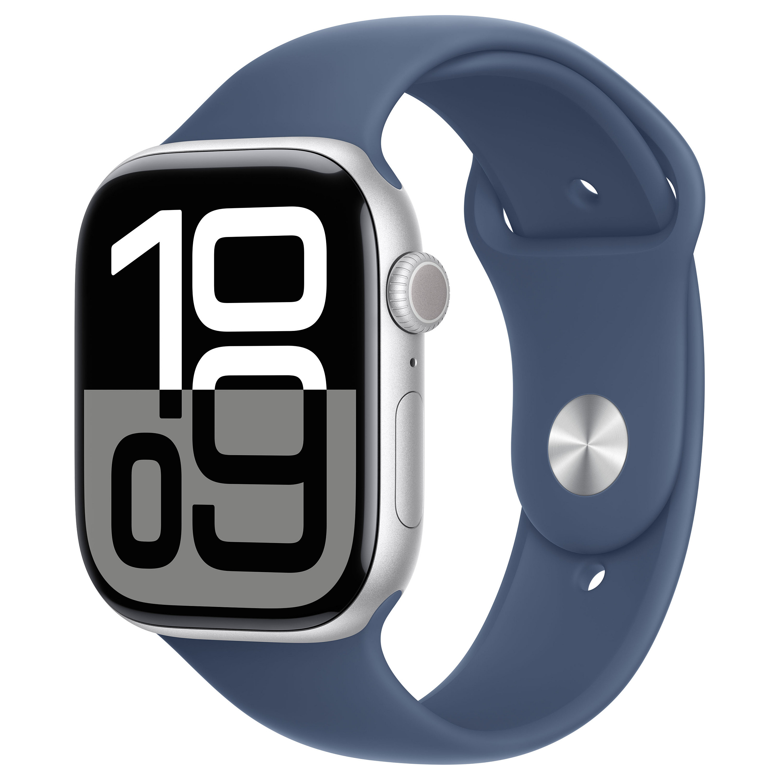 Apple Watch Series 10, 46mm, GPS + Cellular, Silver Aluminium, Denim Sport Band - M/L