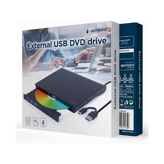 DVD e jashtme Gembird DVW-EXT-SLIM DVD-USB-031 USB-C/USB 3.1 / DVD±RW 8X / CD 24X thumbnail 2