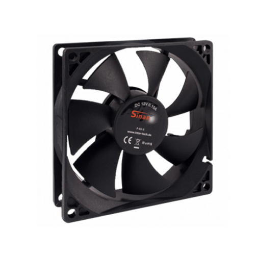 Ftohës për Kasë Inter-Tech F-92-S / 92mm / 25mm / 1500 RPM / 32.5 m³/h / 3-Pin – Zezë