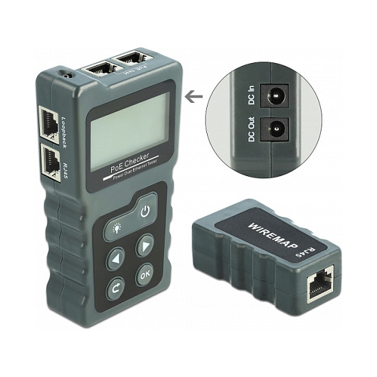 DeLOCK RJ45 LCD Cable Tester PoE DC Ethernet Network Cable Tester with Display thumbnail 2