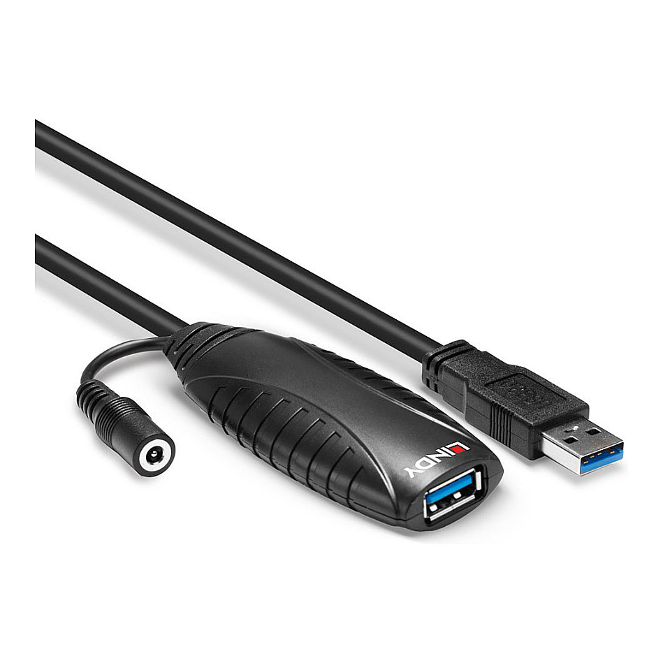 Kabllo USB LINDY 43156, USB 3.0, USB-A Mashkull në USB-A Femër, 5Gbps, 10m, Zgjatuese Aktive - Zezë 3