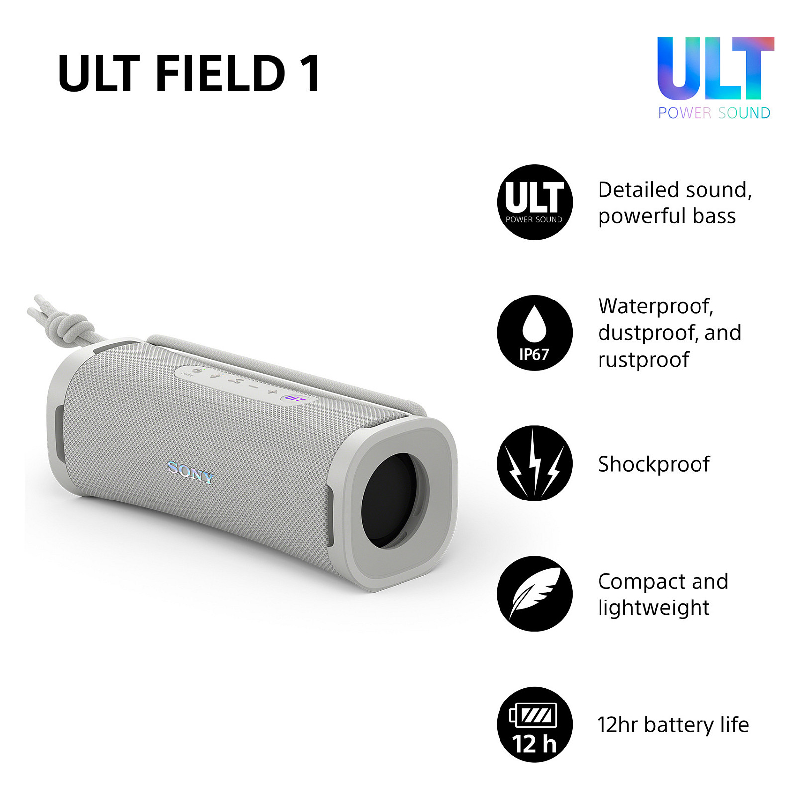 Zmadhues të Zërimit SONY ULT FIELD 1 Bluetooth Speaker të bardhë 8