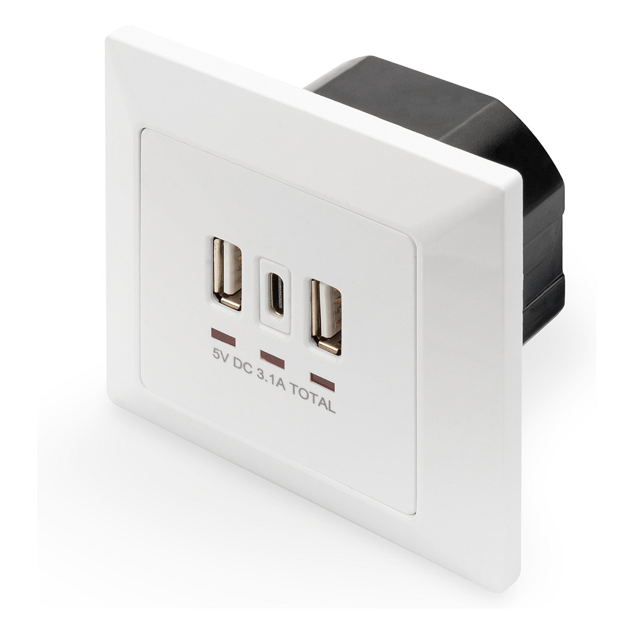 Adapter USB DIGITUS In‑Wall Charging Socket 2x USB‑A + 1x USB Type‑C - Bardhë