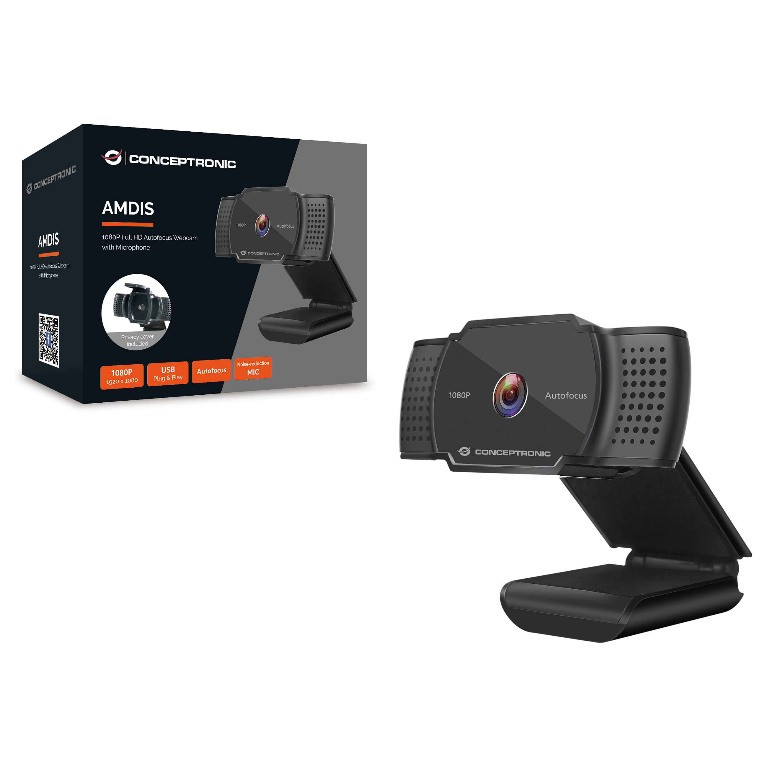 Webcam Conceptronic AMDIS06B / USB-A 2.0 / Full HD / 30fps / 72° / Built-in Microphone - Zezë 4