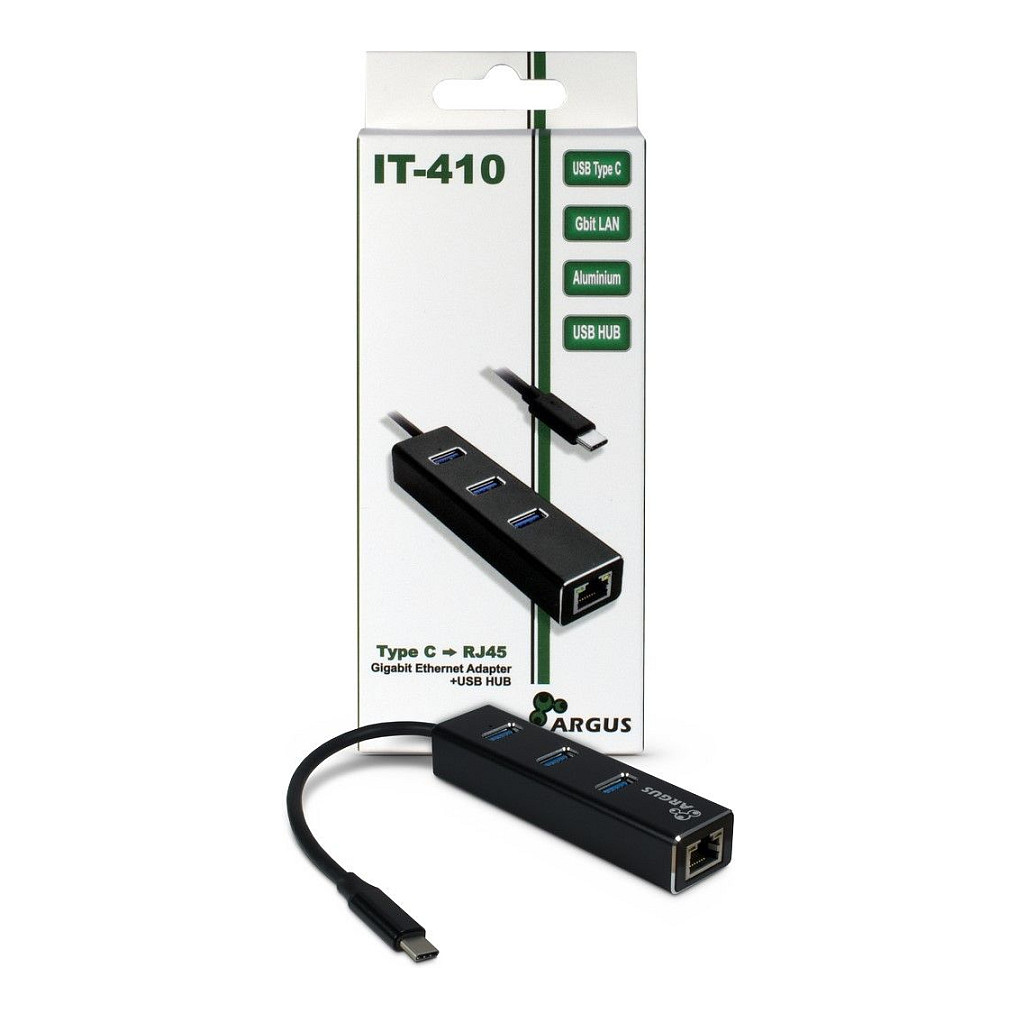 HUB USB-C HUB 3-Porte Inter-Tech Argus IT-410 1x RJ45 Gigabit Lan passiv 2