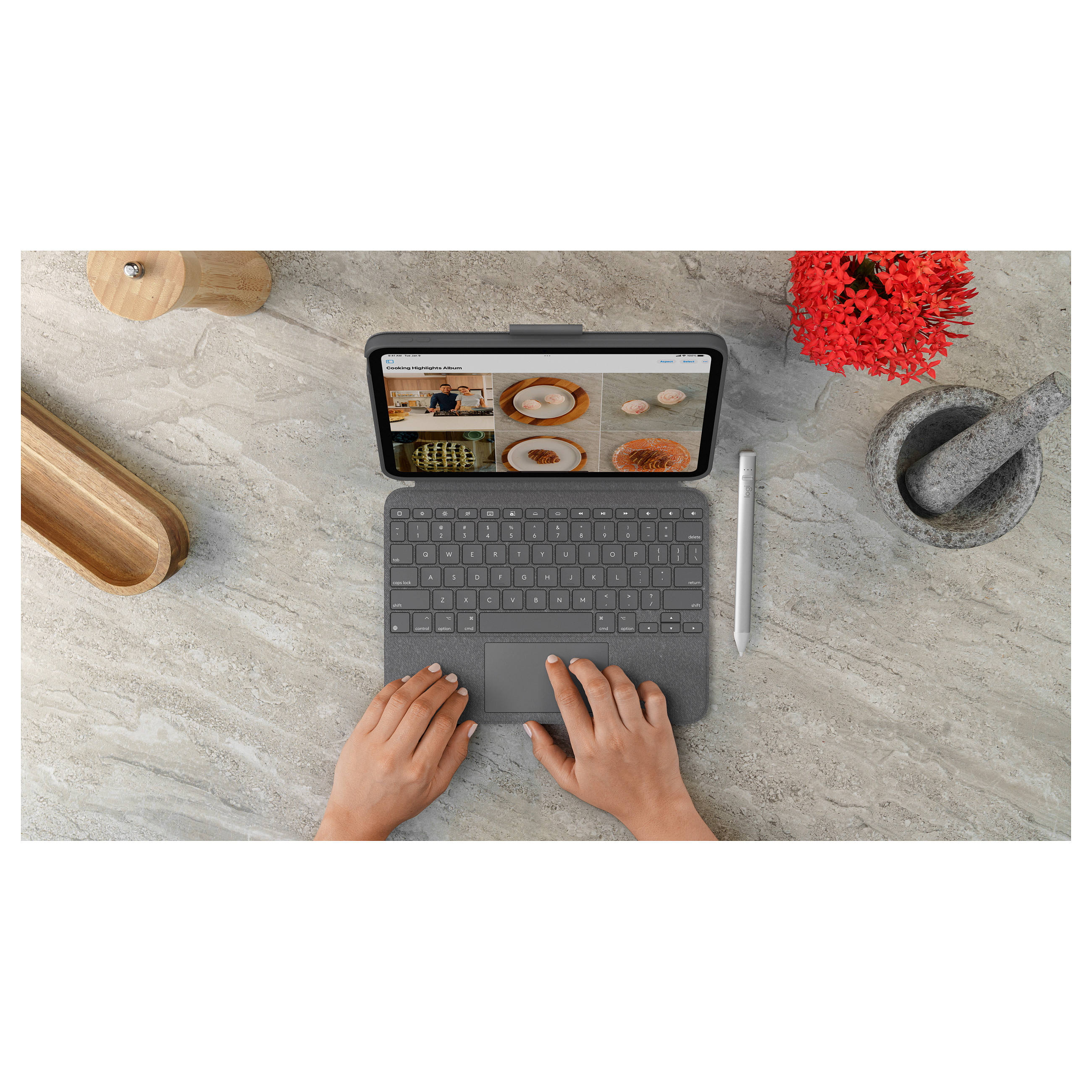 Tastierë për Tablet Logitech Combo Touch / iPad 10th Gen + A16 / QWERTZ (CH) / Trackpad / Smart Connector – Gri 8