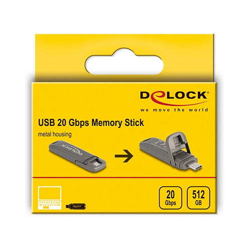 USB Flash Drive Stick DELOCK USB-C / 512GB / 1980MB/s thumbnail 6