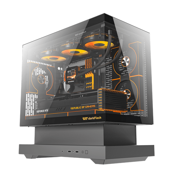 Kasë DarkFlash DS950V / ATX Mid-Tower / Display IPS 6" / 6x120mm ARGB / USB Type-C / Panoramic 270° – Bardhë 8